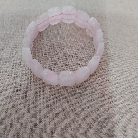 Rose Quartz oval stone stretchy bracelet - Picture 1 of 3